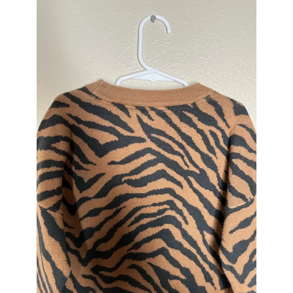 GAP Kid’s Brown Novelty Slouch Zebra Print Sweatshirt Size Small